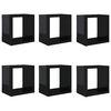 vidaXL Prateleiras parede forma de cubo 6 pcs 22x15x22 cm preto brilh.