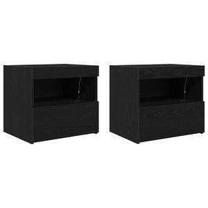 vidaXL Arm&aacute;rio de Cabeceira 2 pcs Carvalho Preto 50 x 40 x 45 cm