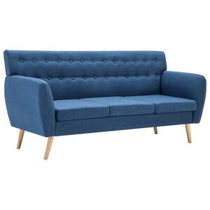 vidaXL Sofá de 3 lugares estofos de tecido 172x70x82 cm azul