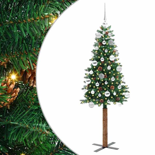 vidaXL &Aacute;rvore de Natal Slim com 150 LEDs com suporte Verde 150 cm