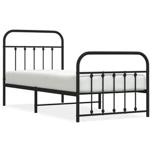 vidaXL Estrutura de cama com cabeceira e p&eacute;s 90x190 cm metal preto