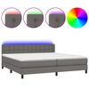 vidaXL Cama box spring c/ colch&atilde;o/LED 200x200cm couro artificial cinza