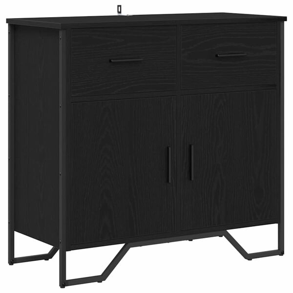 vidaXL Buffet com gaveta Carvalho Preto 79,5 x 35,5 x 74,5 cm