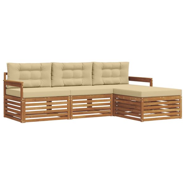 vidaXL Conjunto de Sof&aacute;s para Exterior 4 pcs Natural e Bege