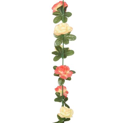 vidaXL Grinaldas de flores artificiais 6 pcs 240 cm rosa e champanhe