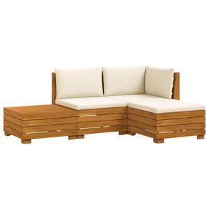 vidaXL Conjunto de Sof&aacute;s para Exterior com almofada 4 Pe&ccedil;a Castanho