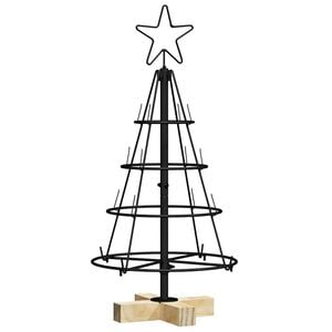 vidaXL &Aacute;rvore de Cone de Natal com suporte Preto 60 cm A&ccedil;o