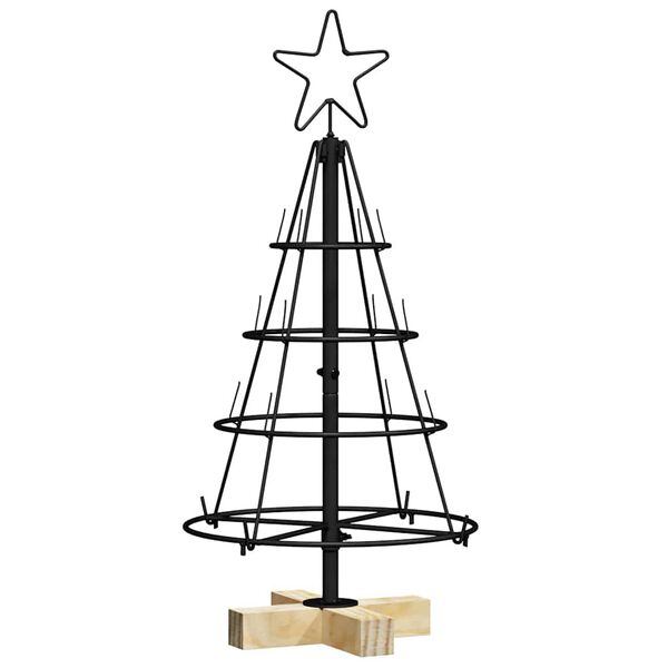 vidaXL &Aacute;rvore de Cone de Natal com suporte Preto 60 cm A&ccedil;o