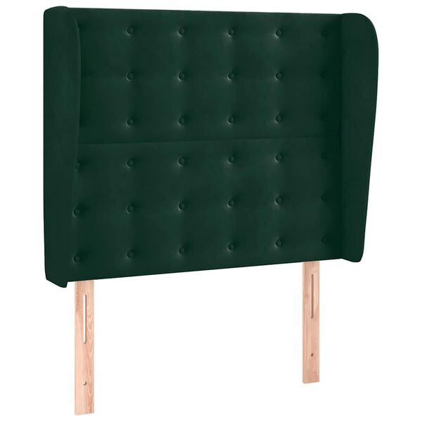 vidaXL Cabeceira cama c/ abas veludo 103x23x118/128 cm verde-escuro