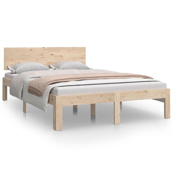 vidaXL Estrutura de cama pequena casal 120x190 cm pinho maciço