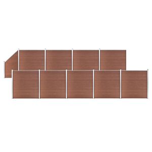 vidaXL Painel veda&ccedil;&atilde;o WPC 9 quadrados+1 inclinado 1657x186cm castanho