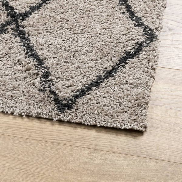 vidaXL Tapete shaggy de pelo alto PAMPLONA 120x170 cm bege e antracite