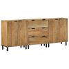 vidaXL 3pcs aparadores 60x33x75cm madeira de mangueira maci&ccedil;a castanho