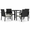 vidaXL 5 pcs conjunto de jantar para jardim vime PE preto