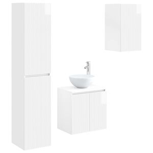 vidaXL Conjunto de M&oacute;veis para Banheiro 3 unid. Branco Brilhante