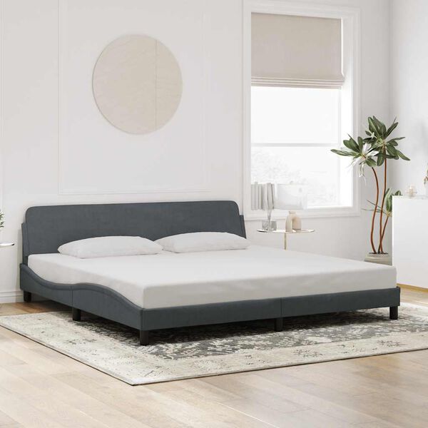 vidaXL Estrutura de cama Dover 200x200 cm veludo cinzento-escuro