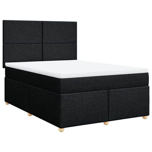 vidaXL Cama com molas/colch&atilde;o 140x190 cm tecido preto