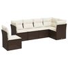vidaXL 6 pcs conjunto de sof&aacute;s jardim c/ almofad&otilde;es vime PE castanho