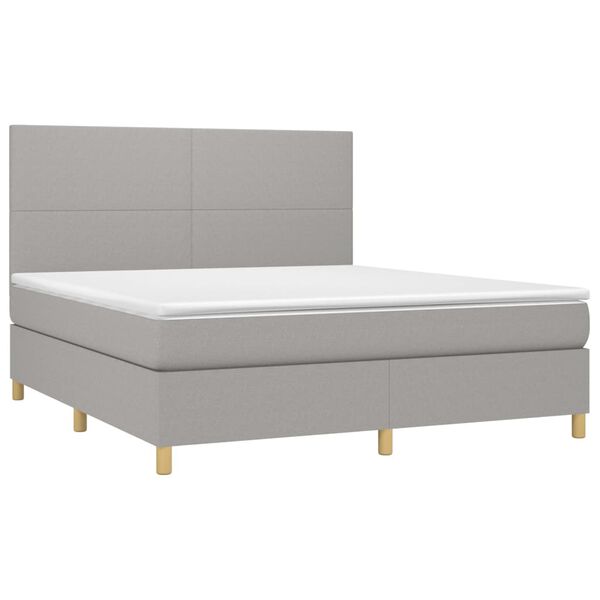 vidaXL Cama com molas/colch&atilde;o 180x200 cm tecido cinzento-claro