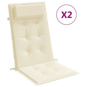 vidaXL Almofad&otilde;es p/ cadeira encosto alto 2pcs tecido oxford cor creme