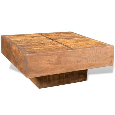 vidaXL Mesa de centro quadrada em madeira de mangueira maciça castanho