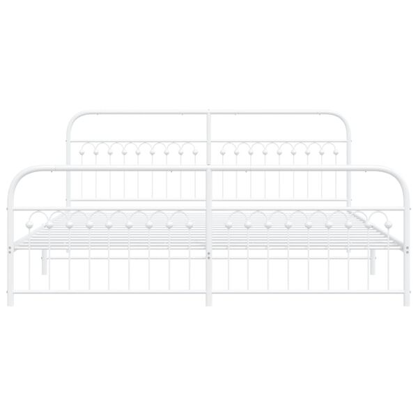 vidaXL Estrutura de cama com cabeceira e p&eacute;s 200x200 cm metal branco
