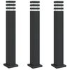 vidaXL Candeeiros de ch&atilde;o para exterior 3 pcs 80 cm alum&iacute;nio preto