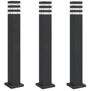 vidaXL Candeeiros de ch&atilde;o para exterior 3 pcs 80 cm alum&iacute;nio preto