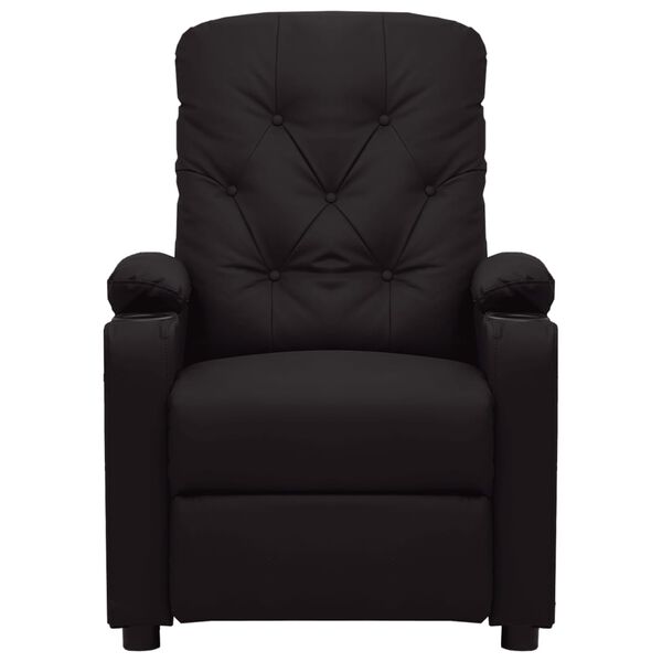 vidaXL Poltrona reclin&aacute;vel el&eacute;trica couro artificial preto
