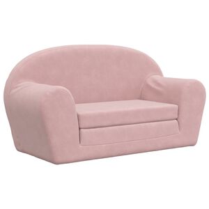 vidaXL Sofá-cama infantil de 2 lugares pelúcia macia rosa