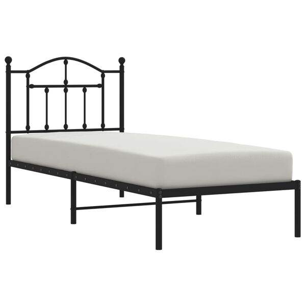vidaXL Estrutura de cama com cabeceira 90x200 cm metal preto