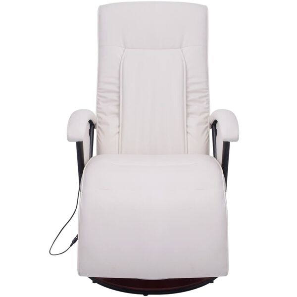 vidaXL Cadeira de massagens shiatsu couro artificial branco