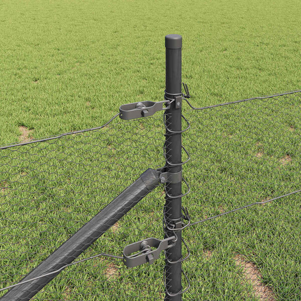 vidaXL Poste de Cerca Cinzeto 10 x 0,4 m (malha de 13 mm) A&ccedil;o e PVC