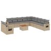 vidaXL 12 pcs conj. sof&aacute;s jardim c/ almofad&otilde;es vime PE bege misturado