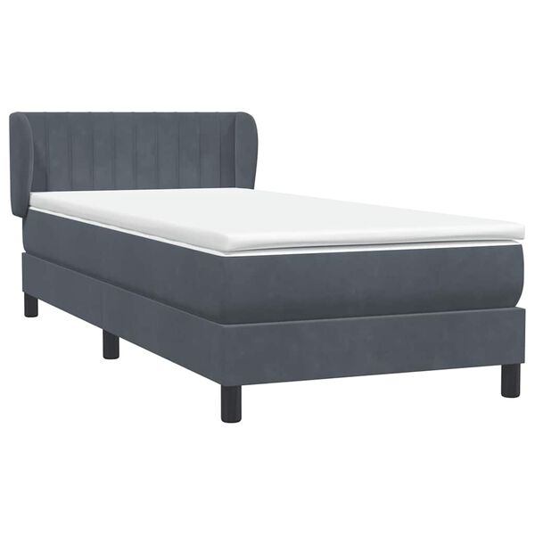 vidaXL Cama com molas/colch&atilde;o cinza-escuro 90x210 cm veludo