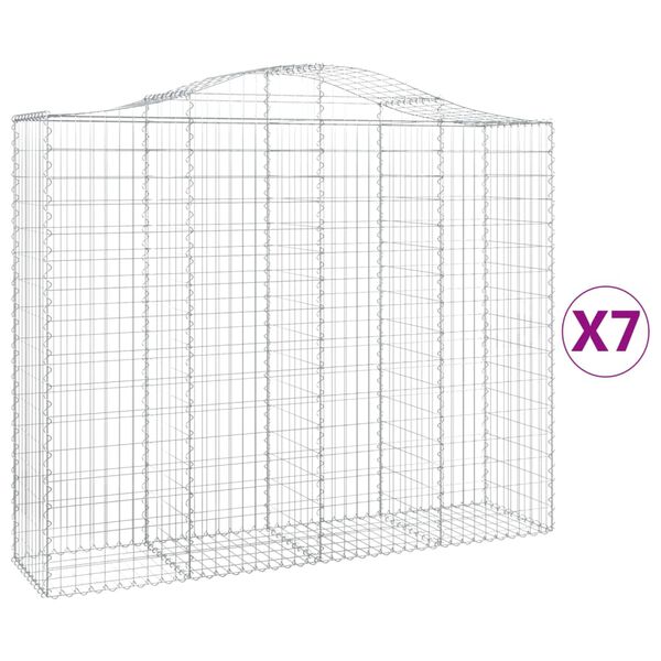 vidaXL Cestos gabião arqueados 7pcs 200x50x160/180cm ferro galvanizado