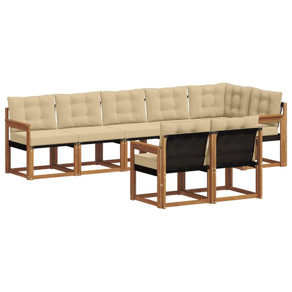 vidaXL Conjunto de Sof&aacute;s para Exterior 8 pcs Natural e Bege