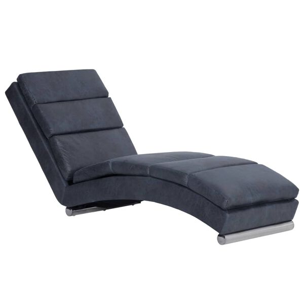 vidaXL Chaise longue camurça artificial cinzento