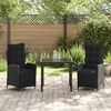 vidaXL Conjunto de Jantar para Jardim com almofada 3 pcs Preto vime PE