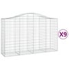 vidaXL Cestos gabi&atilde;o arqueados 9pcs 200x50x120/140cm ferro galvanizado