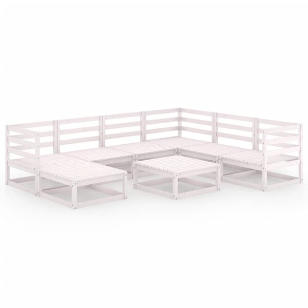 vidaXL 8 pcs conjunto lounge de jardim pinho sólido branco