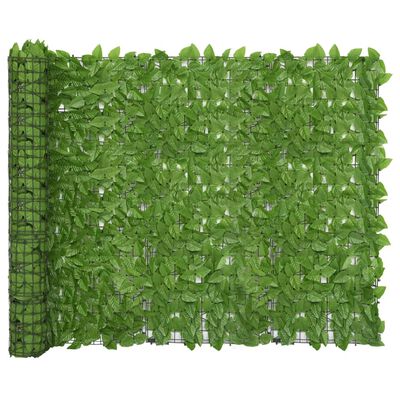 vidaXL Tela de varanda com folhas verdes 300x150 cm