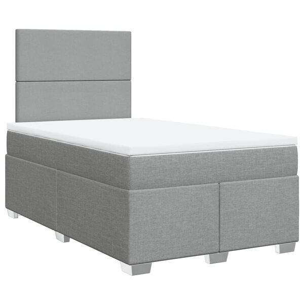 vidaXL Cama boxspring com colch&atilde;o 120x190 cm tecido cinzento-claro
