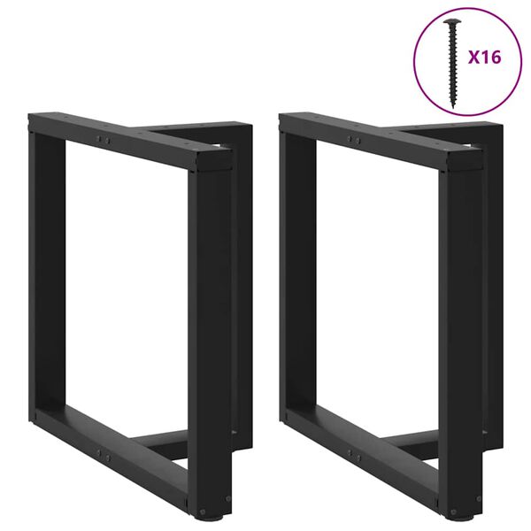 vidaXL Pés de mesa de jantar em forma de T, 2 peças, preto, 80x35x(72-73) cm, aço
