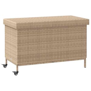 vidaXL Caixa de arruma&ccedil;&atilde;o com rodas 110x55x73cm vime PE bege misturado