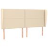 vidaXL Cabeceira de cama c/ abas tecido 163x23x118/128 cm creme