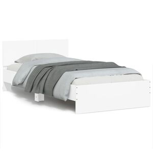 vidaXL Estrutura cama c/ cabeceira 100x200 cm derivados madeira branco