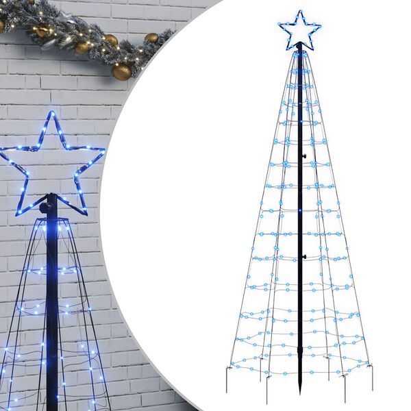 vidaXL &Aacute;rvore de Natal LED com Spikes 220 LEDs Azul 180 cm