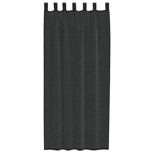 vidaXL Cortinas de voile com aba 2 pcs preto