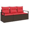 vidaXL Conjunto de Sof&aacute; de Jardim 3 pcs Marrom e Vermelho vime PE